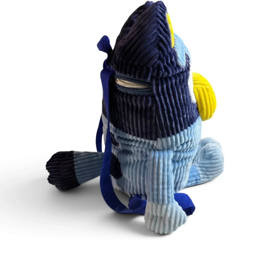 Bluey Corduroy Plush Backpack Blue Character Bag Small Zippered 12 Inch
